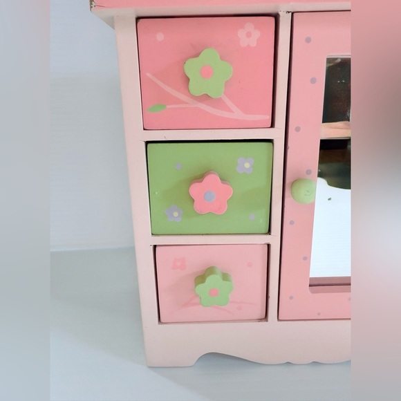 Maggie Miller Children’s Collection Wood Jewelry Box Pink Dresser Owls Flowers - Picture 6 of 14